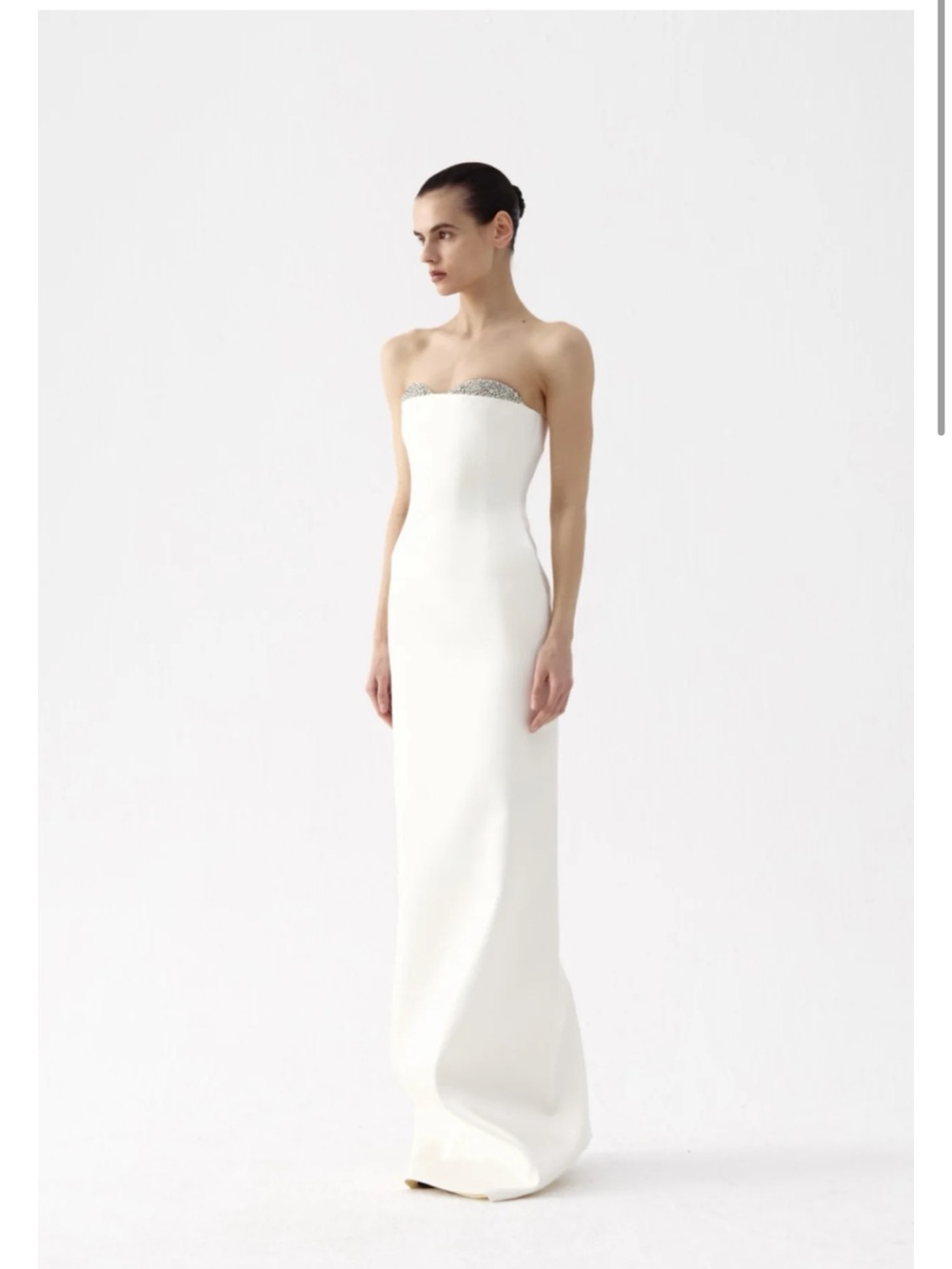 White Strapless Maxi Dress ILKYAZ OZEL size FR 42. US 10